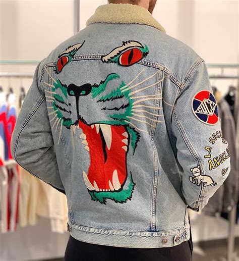 gucci jeans jacket panther|gucci denim jacket outlet.